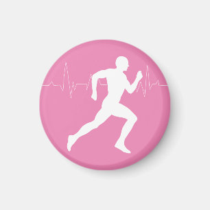 Mann, der die Silhouette der Läufer auf rosa Hinte Magnet