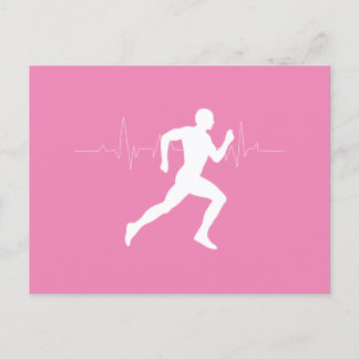 Mann, der die Silhouette der Läufer auf rosa Hinte Postkarte