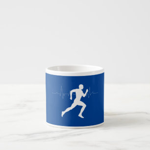 Mann, der die Silhouette von Läufern auf blauem Hi Espressotasse