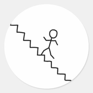 Mann, der die Treppe hochgeht Runder Aufkleber