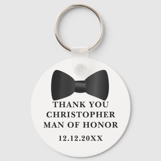 Mann der Ehre Black Bow Krawatte Gastgeschenk Hoch Schlüsselanhänger (Vorderseite)