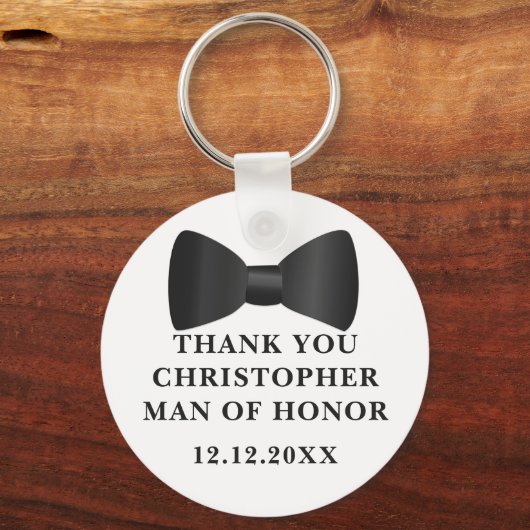 Mann der Ehre Black Bow Krawatte Gastgeschenk Hoch Schlüsselanhänger (Vorderseite)