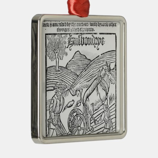 Mann, der ein Feld pflügt Silbernes Ornament (Rechts)