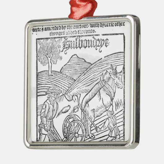 Mann, der ein Feld pflügt Silbernes Ornament (Links)
