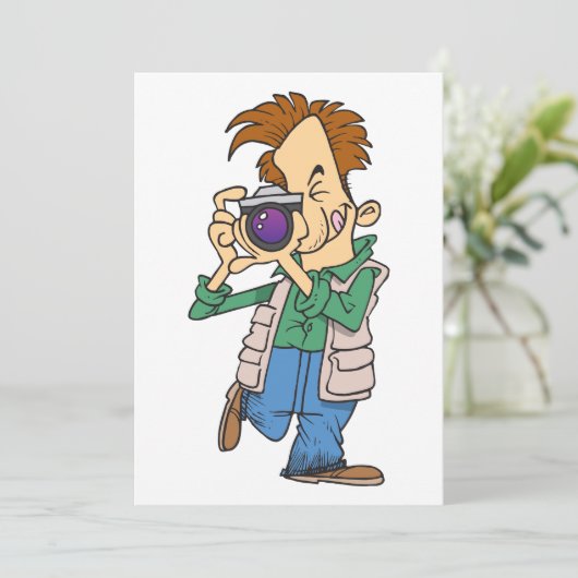 Mann, der ein Foto einlädt Einladung (Stehend Vorderseite)