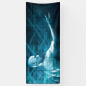 Mann, der ein Konzept als Schablonen-Hintergrund Banner (Vertikal)