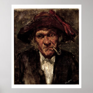 Mann, der ein Rohr, c.1859 raucht Poster