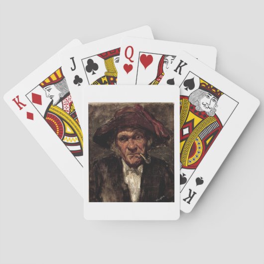 Mann, der ein Rohr, c.1859 raucht Spielkarten (Rückseite)