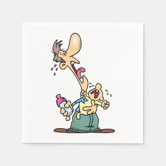 Mann, der ein waschendes Babypapier von Napkins hä Serviette (Vorderseite)