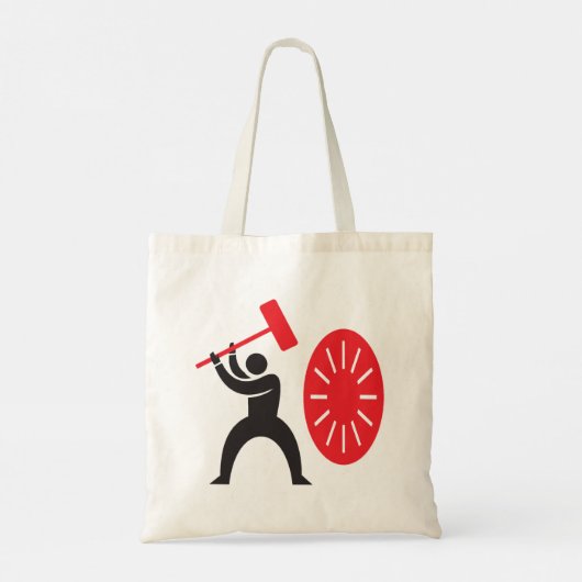 Mann, der eine Gong-Tote-Tasche trifft Tragetasche (Rückseite)