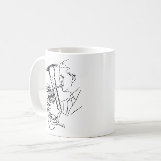 Mann, der Euphonium-Musikinstrument spielt Kaffeetasse (Vorderseite Links)
