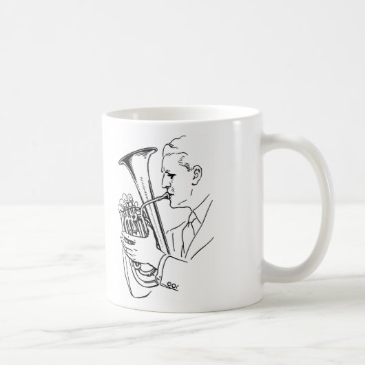 Mann, der Euphonium-Musikinstrument spielt Kaffeetasse (Rechts)