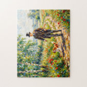 Mann, der Feldweg mit Cavalier Spaniel entlangläuf Puzzle (Vertikal)