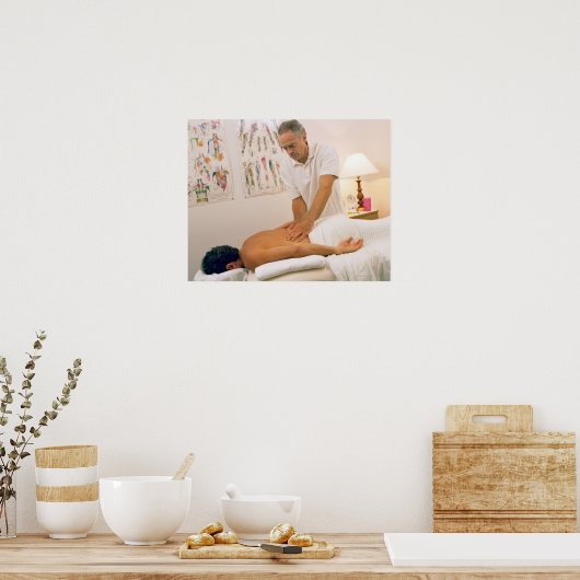 Mann, der Massage erhält Poster (Küche)