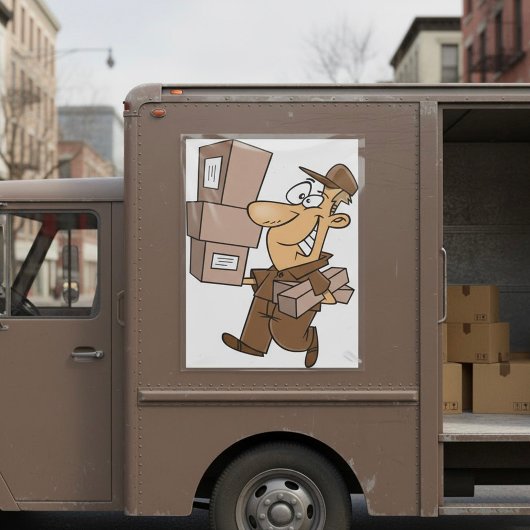 Mann, der Parzellen liefert Poster