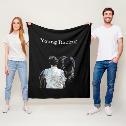 Mann, der Pferd hält Dunkles Fleece Blanket (Beispiel)