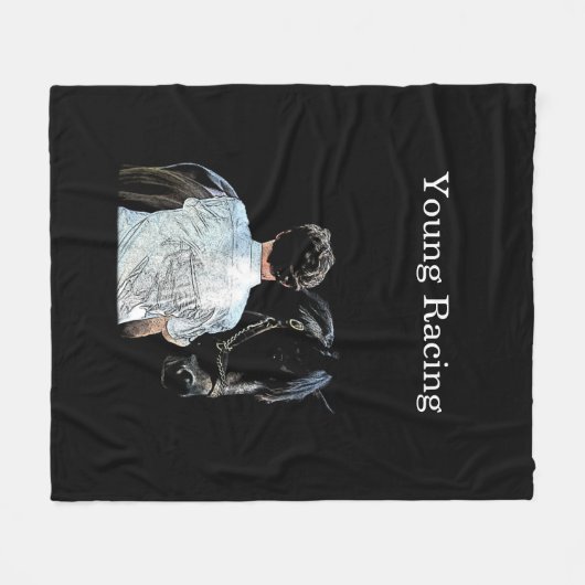 Mann, der Pferd hält Dunkles Fleece Blanket (Vorderseite (Horizontal))