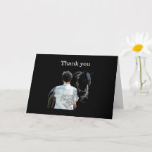 Mann, der Pferde dunkel halten Danke Grußkarte