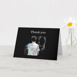 Mann, der Pferde dunkel halten Danke Grußkarte Karte