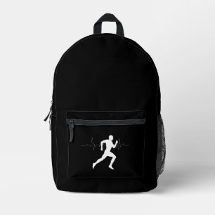 Mann, der Runners Silhouette führt, schwarzer Hint Bedruckter Rucksack