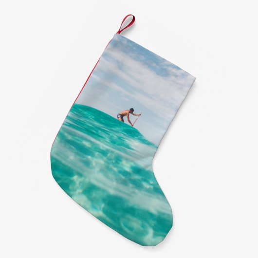 Mann, der surft kleiner weihnachtsstrumpf (Vorderansicht (hängend))