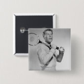 Mann, der Tennis-Schläger hält Button (Vorne & Hinten)