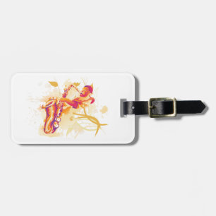 Mann, der tolle Saxophon-Aquarell-Art spielt Gepäckanhänger