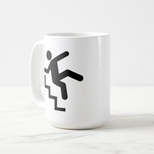 Mann, der unten die Treppe fällt Kaffeetasse (Vorderseite Links)