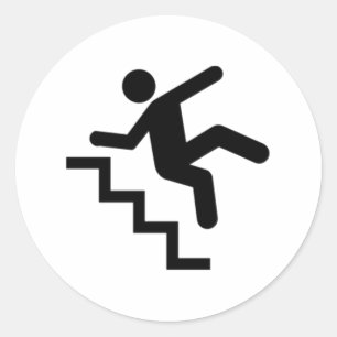 Mann, der unten die Treppe fällt Runder Aufkleber