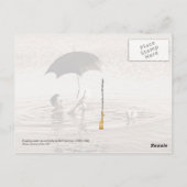 Mann, der unter einem Regenschirm im Toten Meer li Postkarte (Rückseite)