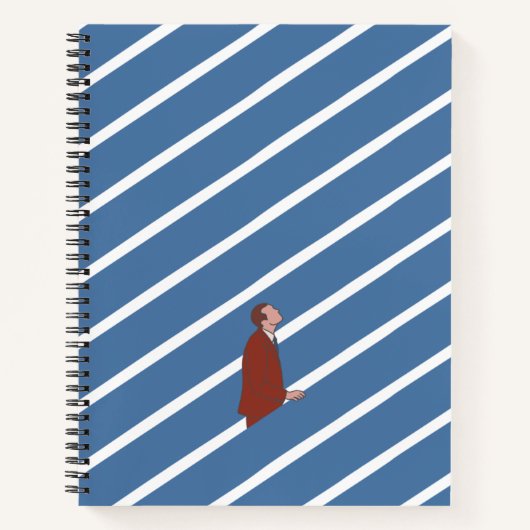 Mann, der Werbeaktion oder eine neue Arbeit aufnim Notizblock (Vorderseite)