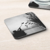 Mann-Enten-Jagd Getränkeuntersetzer (Linke Seite)