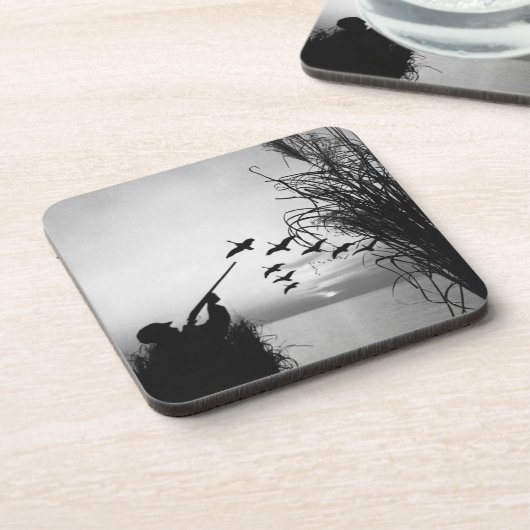 Mann-Enten-Jagd Getränkeuntersetzer (Linke Seite)