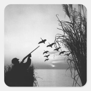 Mann-Enten-Jagd Quadratischer Aufkleber