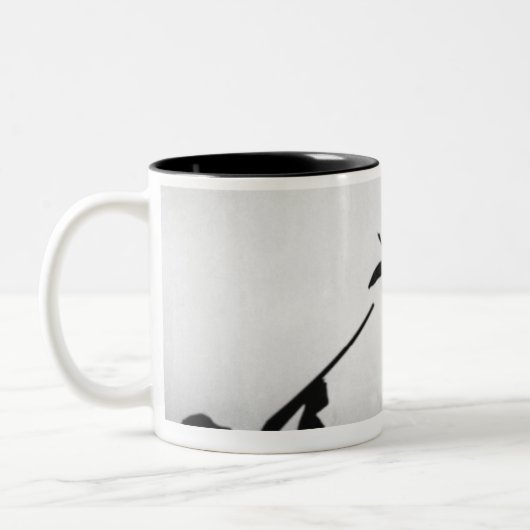 Mann-Enten-Jagd Zweifarbige Tasse (Links)