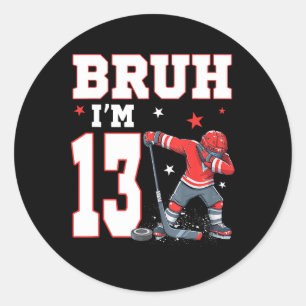 Mann, es ist mein 13. Geburtstag, Junge Eishockey Runder Aufkleber