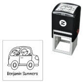 Mann fährt Auto mit Hund benutzerdefinierter Name Permastempel (Beispiel)