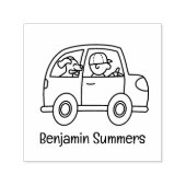 Mann fährt Auto mit Hund benutzerdefinierter Name Permastempel (Design)