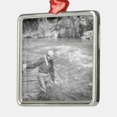 Mann-Fischen Ornament Aus Metall (Links)