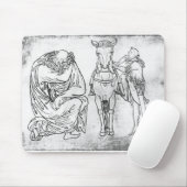 Mann gesetzt, Ritter, der sein Pferd anbringt Mousepad (Mit Mouse)