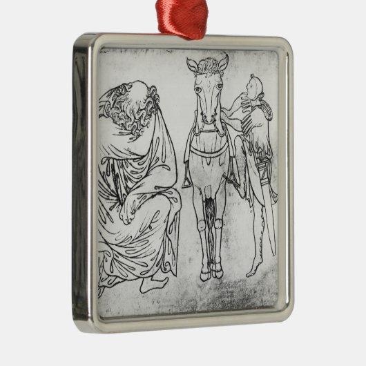 Mann gesetzt, Ritter, der sein Pferd anbringt Ornament Aus Metall (Rechts)