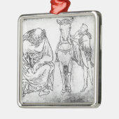 Mann gesetzt, Ritter, der sein Pferd anbringt Ornament Aus Metall (Links)