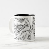 Mann gesetzt, Ritter, der sein Pferd anbringt Zweifarbige Tasse (Vorderseite Links)