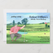 Mann Golf Putting Sechzig 60. Geburtstag Einladung (Vorderseite)