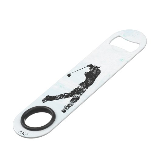 *~* Mann-Golf spielender Speed Flaschenöffner (Vorderseite Schrägansicht)