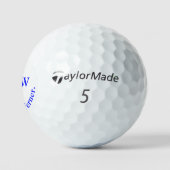 Mann Golfspieler Klassisch Blau Monogramm  Golfball (Logo)