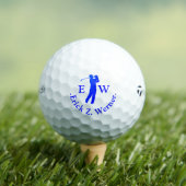 Mann Golfspieler Klassisch Blau Monogramm  Golfball (Insitu T-Shirt)