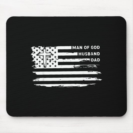 Mann Gottes Ehemann Vater Christ Amerikanische Fla Mousepad (Vorne)