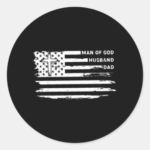 Mann Gottes Ehemann Vater Christ Amerikanische Fla Runder Aufkleber