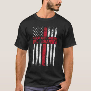 Mann Gottes Ehemann Vater Grandpa Amerikanische Fl T-Shirt